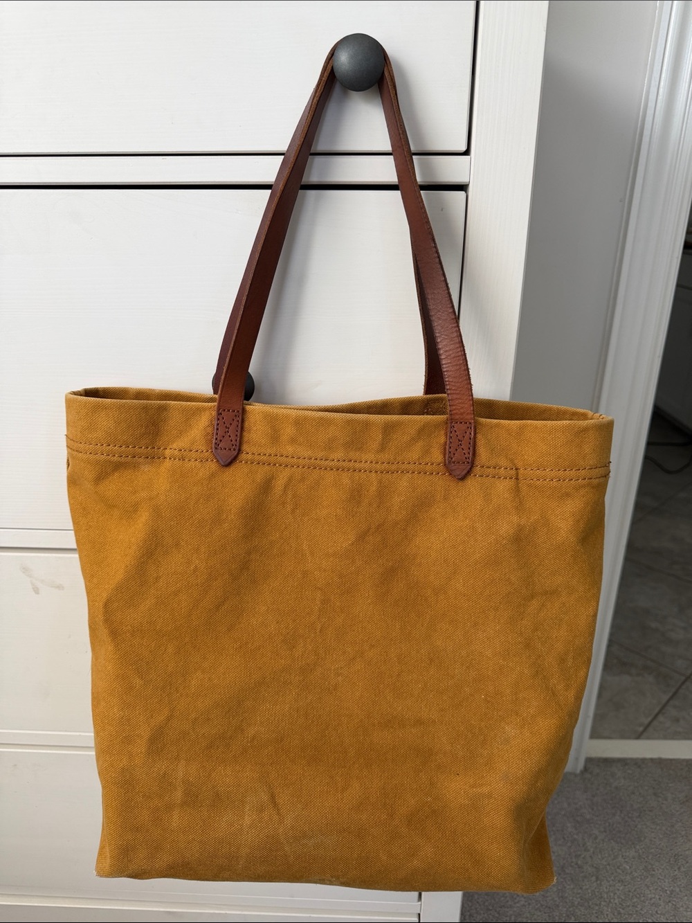Madewell Tote Bag with Brown Leather Straps - Mustard - Picture 2 of 3